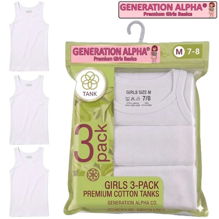 Girls' Tank Tops - 3 Pack Size S-XL 1