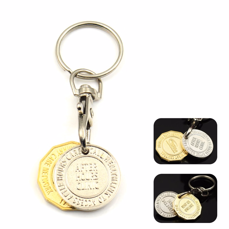 Shopping Cart Coin Keychain Set