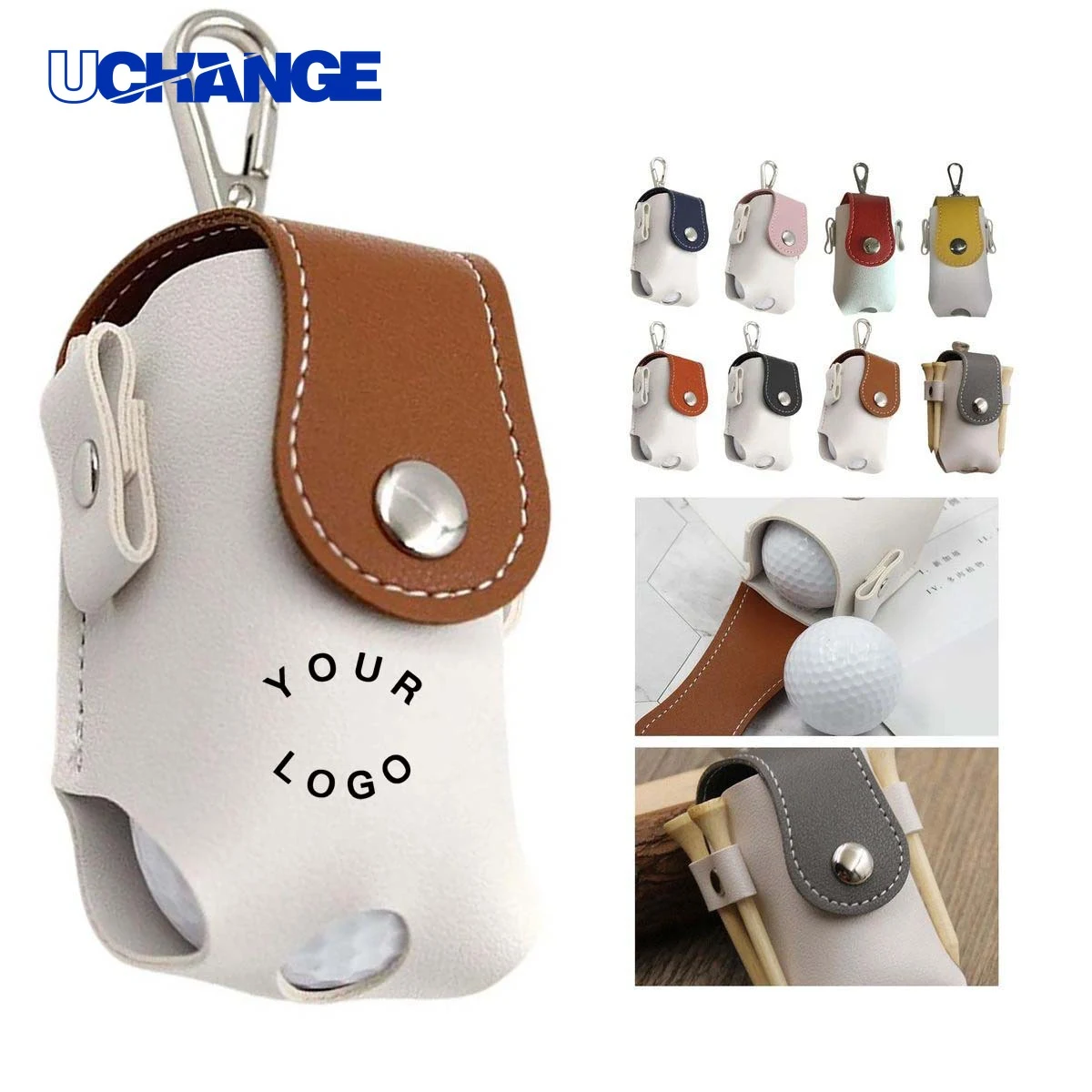 Golf Ball Bag Organizer Leather with Adjustable Strap 1