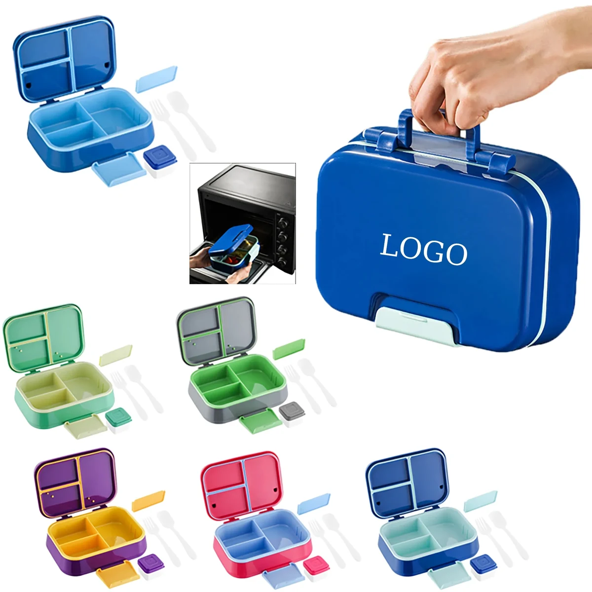 3-Compartment Bento Lunch Box with Cutlery 1