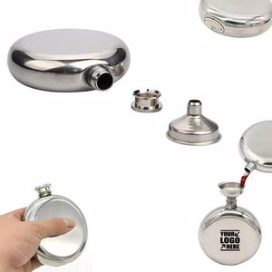 5oz Round Stainless Steel Flask With Tightly Sealed Cap
