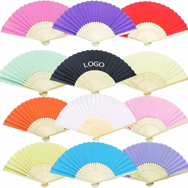 Hand Bamboo Fan with Folded Paper