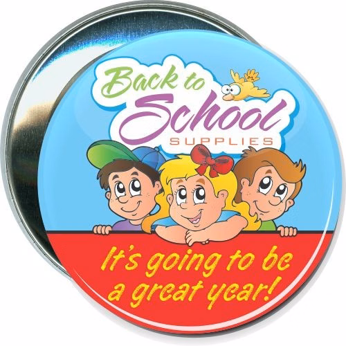 Back to school supplies, School Button