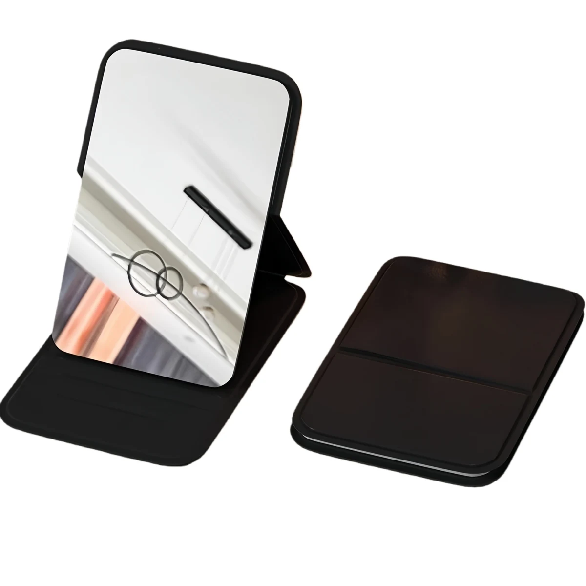 Foldable PU & Glass Portable Makeup Mirror 1
