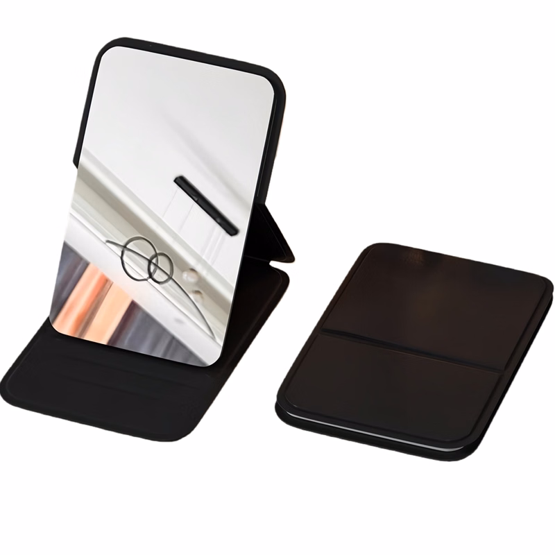 Foldable PU & Glass Portable Makeup Mirror