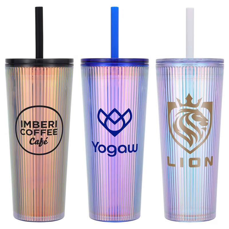 Pyramid 22 oz Recycled Iridescent Silicone Straw Tumbler