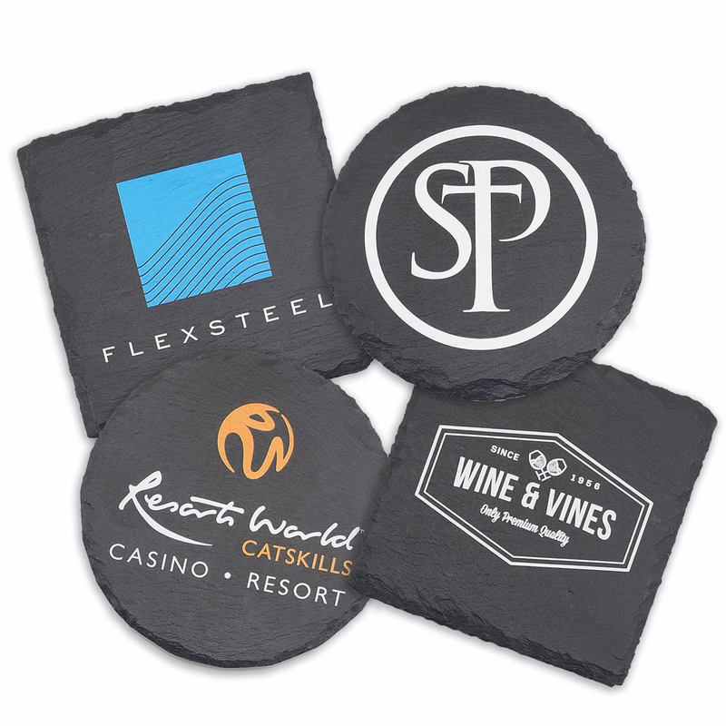 Slate Round Coasters with Full Color Imprint
