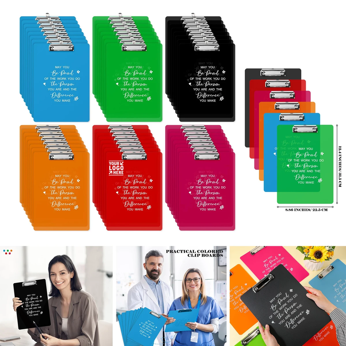 Employee Appreciation Plastic Colored Clear Clipboard Low Profile Clip Inspirational Office Gift 1