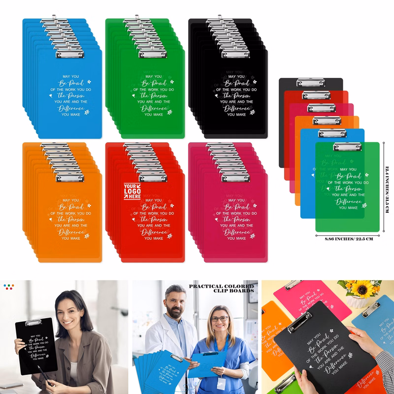 Employee Appreciation Plastic Colored Clear Clipboard Low Profile Clip Inspirational Office Gift