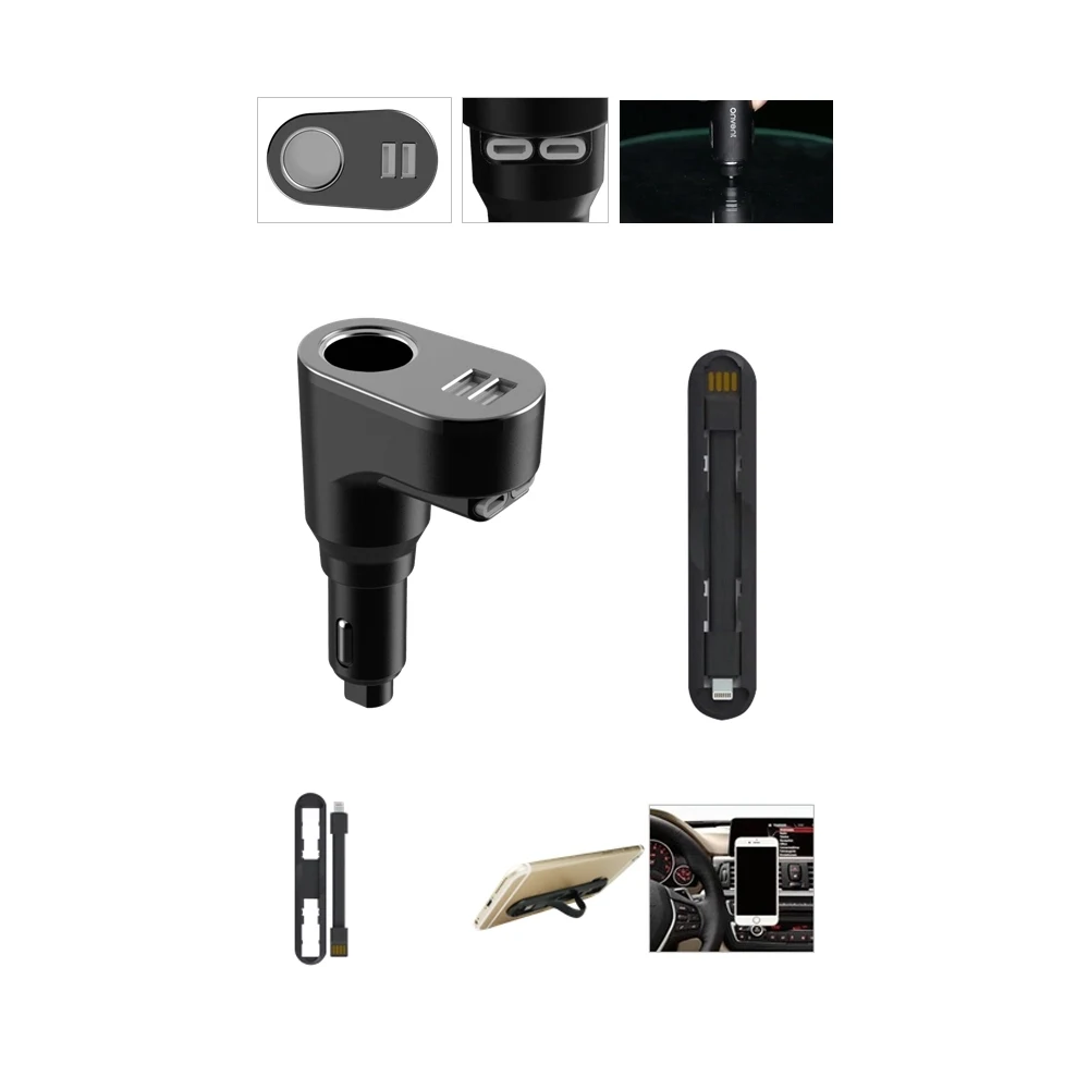 3 In 1 Car Charger Charging Cable Emergency Safety Hammer 1