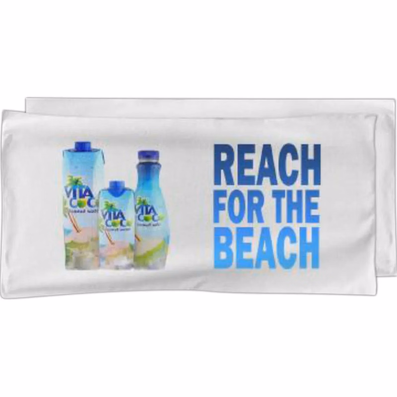 Sublimated Half-Bleed Microfiber Terry Beach Towel, 20x40