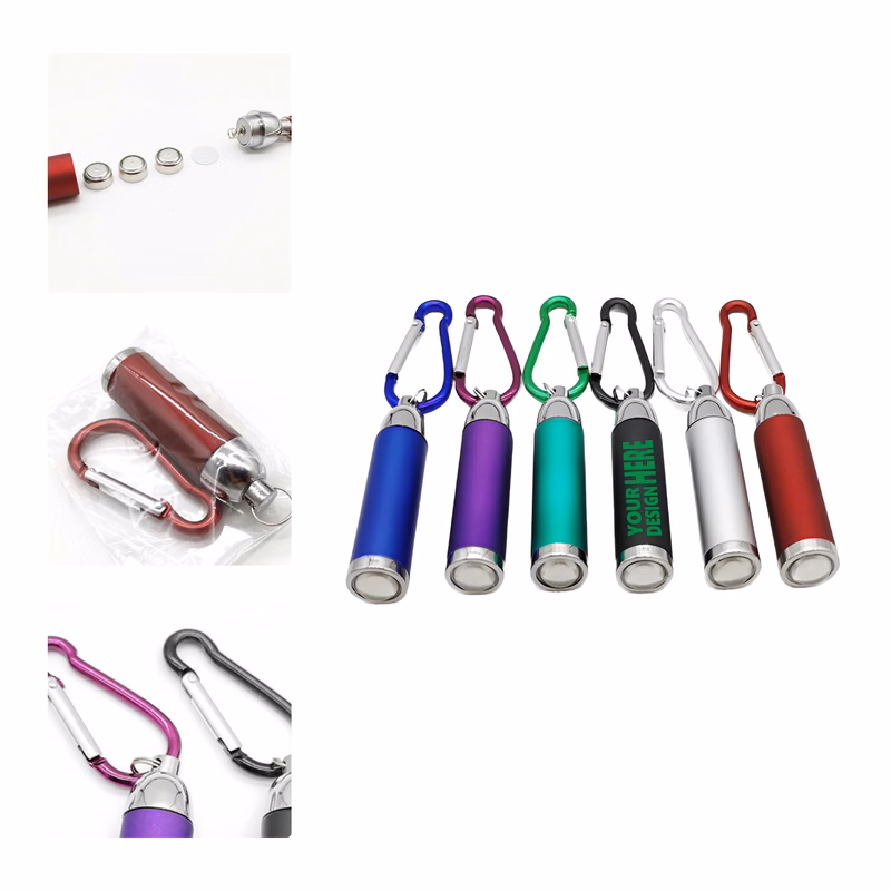 MOQ 50 Mini LED Flashlight Keychain with Carabiner