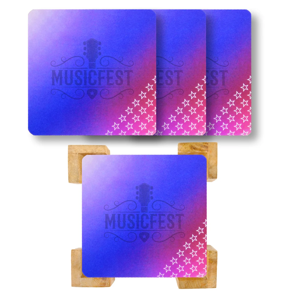 The Illusionist Lenticular Coaster: 4 Pc. Set in Bamboo Stand 1