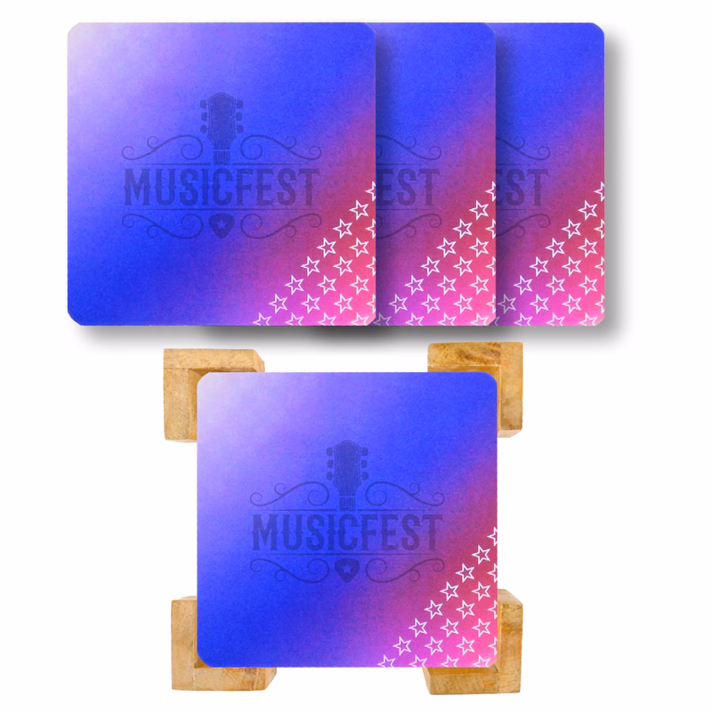 The Illusionist Lenticular Coaster: 4 Pc. Set in Bamboo Stand