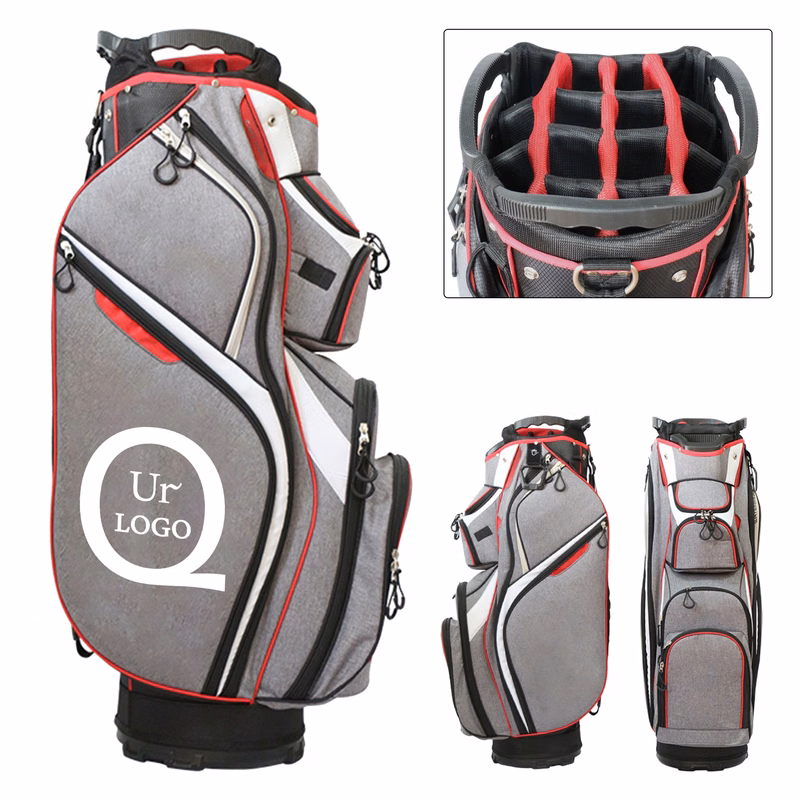 Gray And Red Fabric Golf Bag