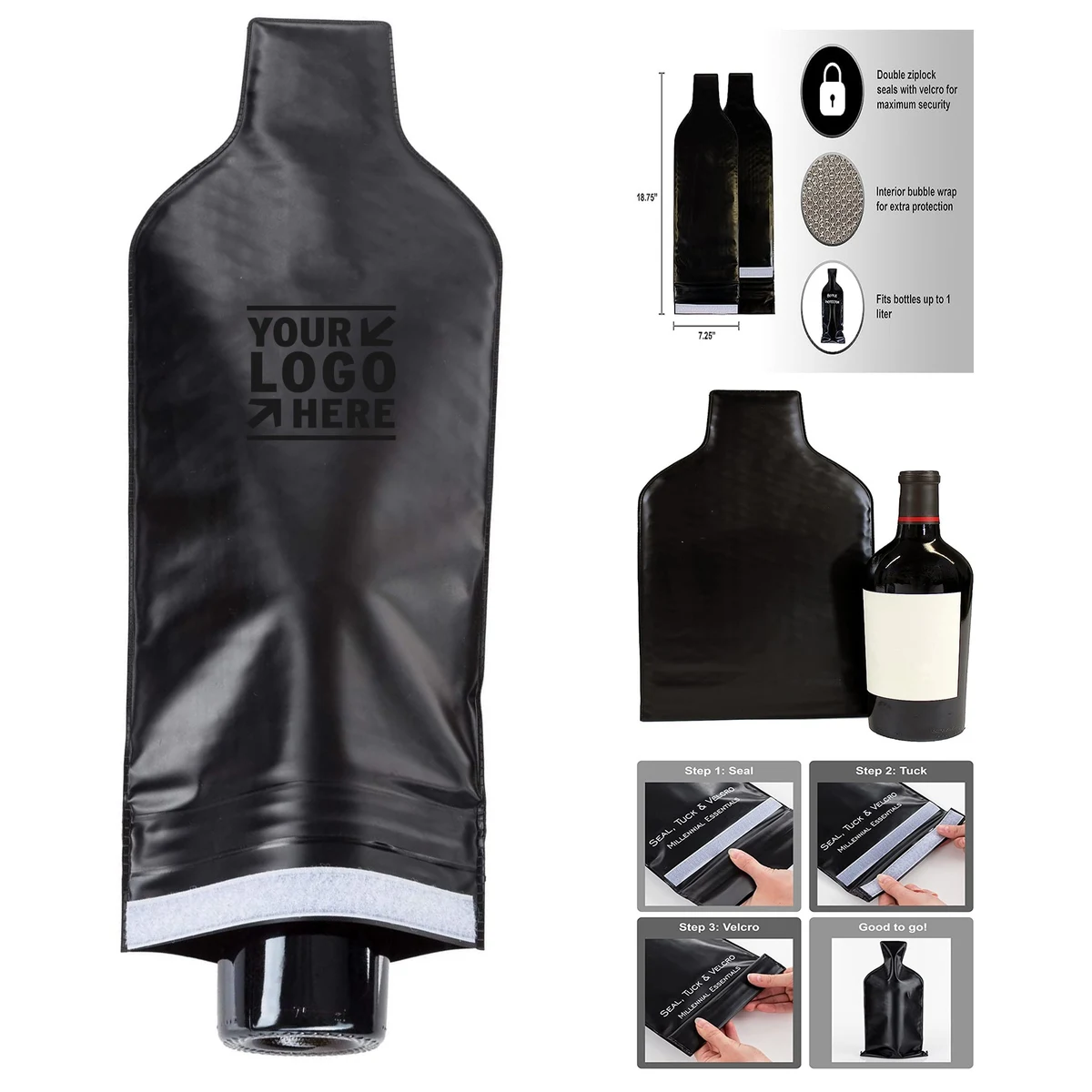 18.75 x 7.25 inches Reusable Wine Bottle Protector for Travel 1