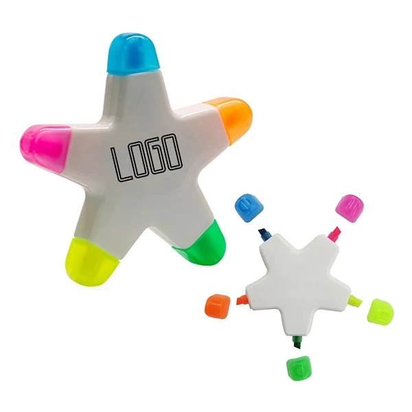 Custom Star Shaped 5 Color Highlighter Pen — Back-to-School Writing Marker 1