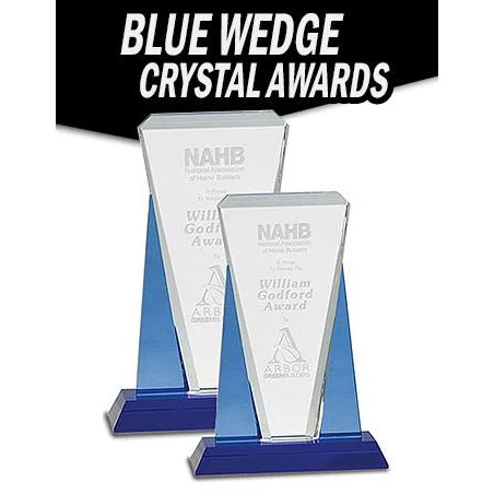 Crystal: 6x8.5" Blue/Clear Wedge on Blue Base 1