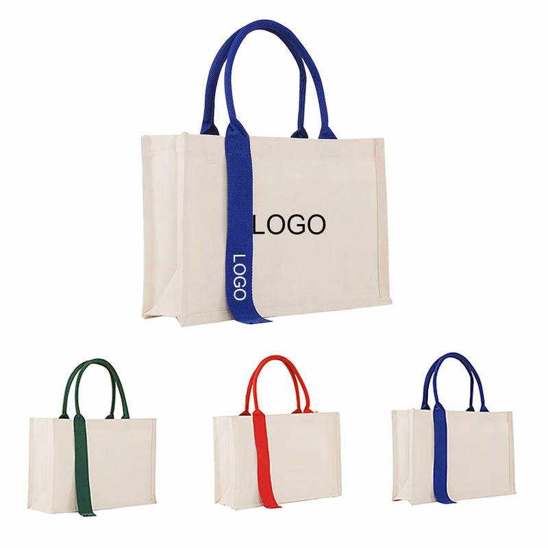 Ribbon canvas tote bag school corporate eco-friendly bag