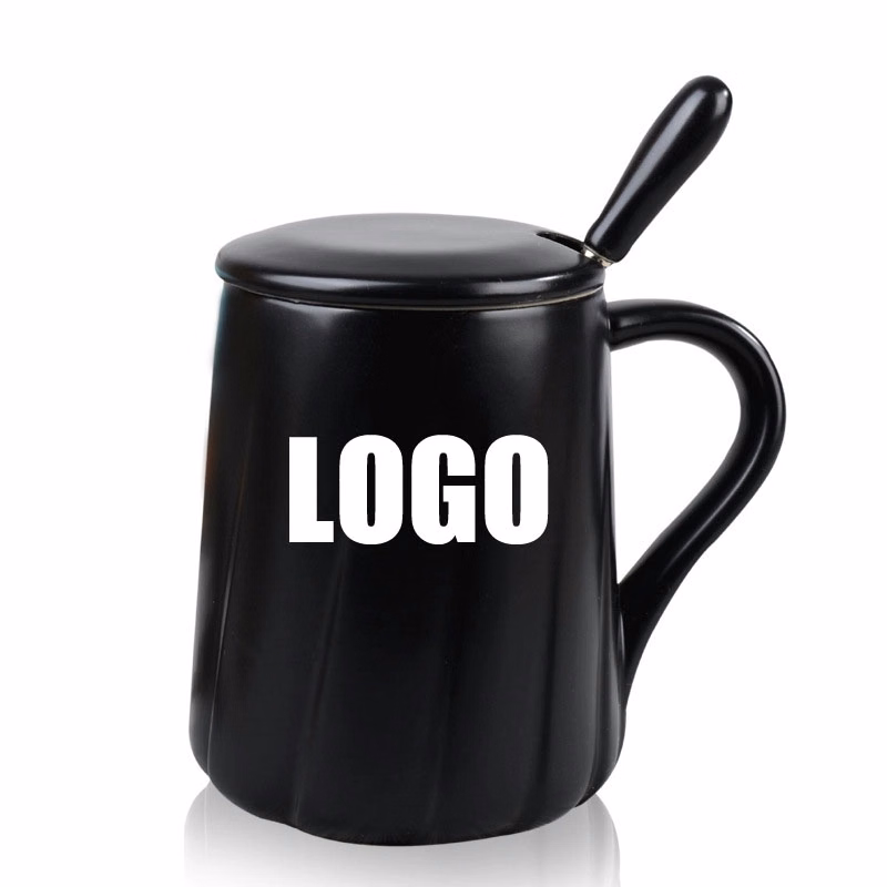Custom 12 OZ Ceramic Coffee Mug with lid spoon