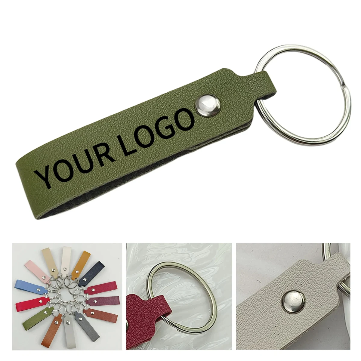 Striped Leather Keychain Business Gifts Customized Logo 1
