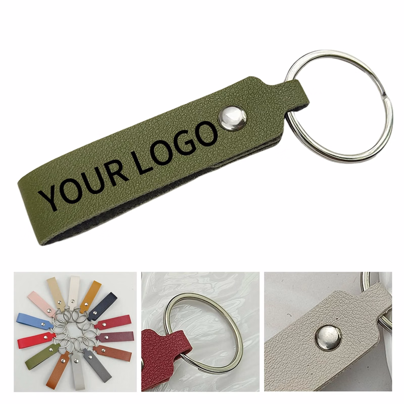 Striped Leather Keychain Business Gifts Customized Logo