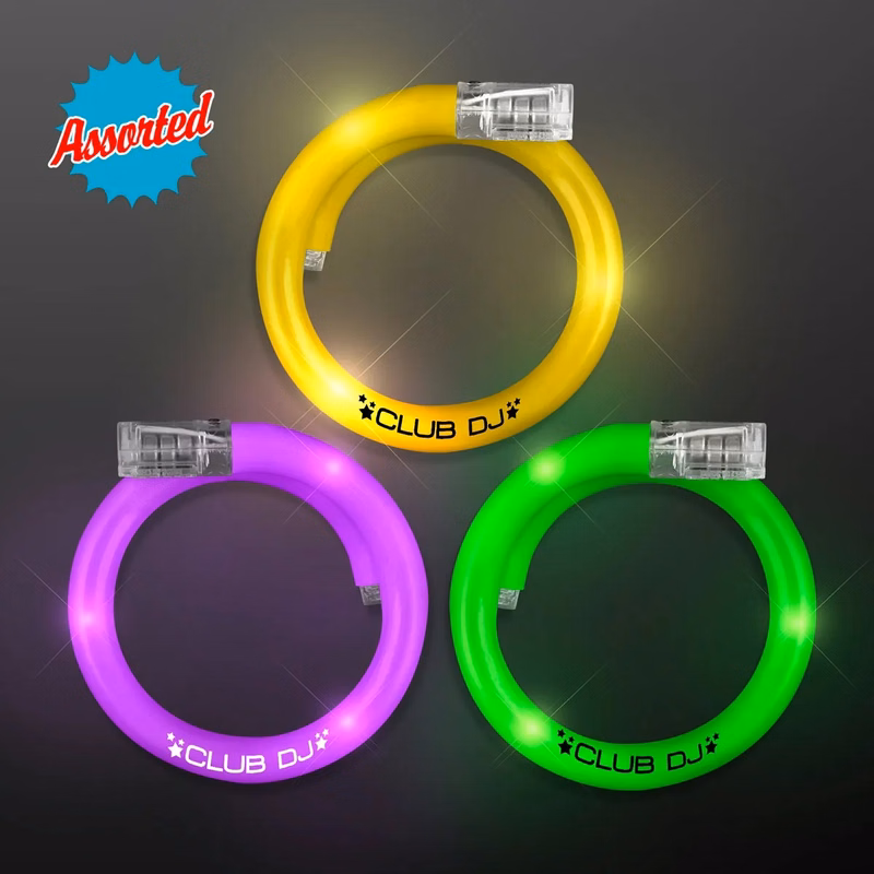 LED Flash Tube Bracelets - Assorted Purple, Green, Gold