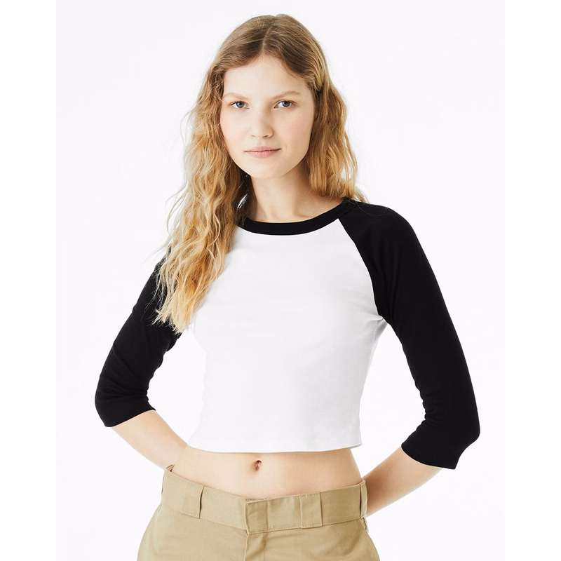 Women's Micro Rib Three-Quarter Raglan Sleeve Baby Tee - 1200
