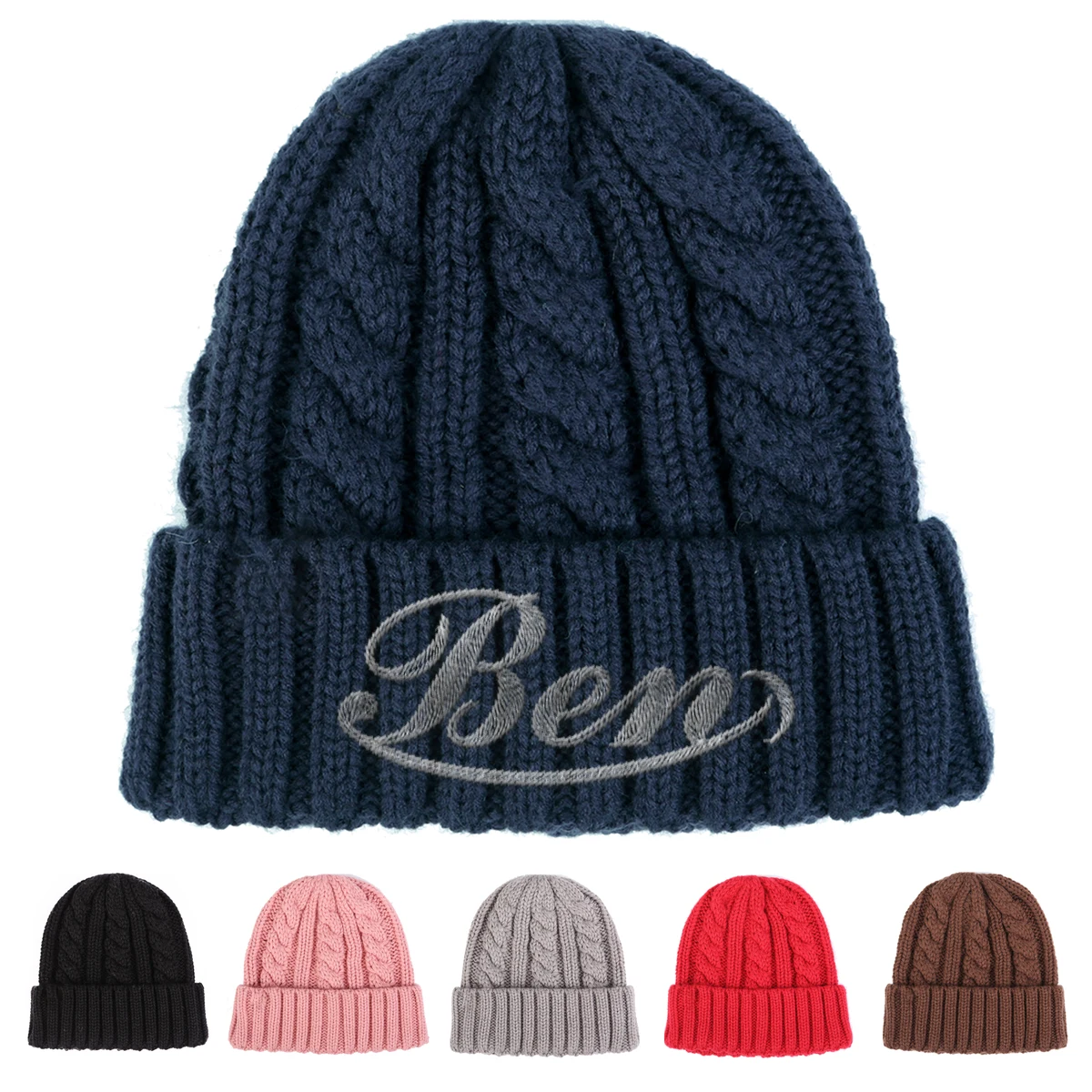 85% Acrylic 14% Wool Cable Knit Classic Knitted Hat 1