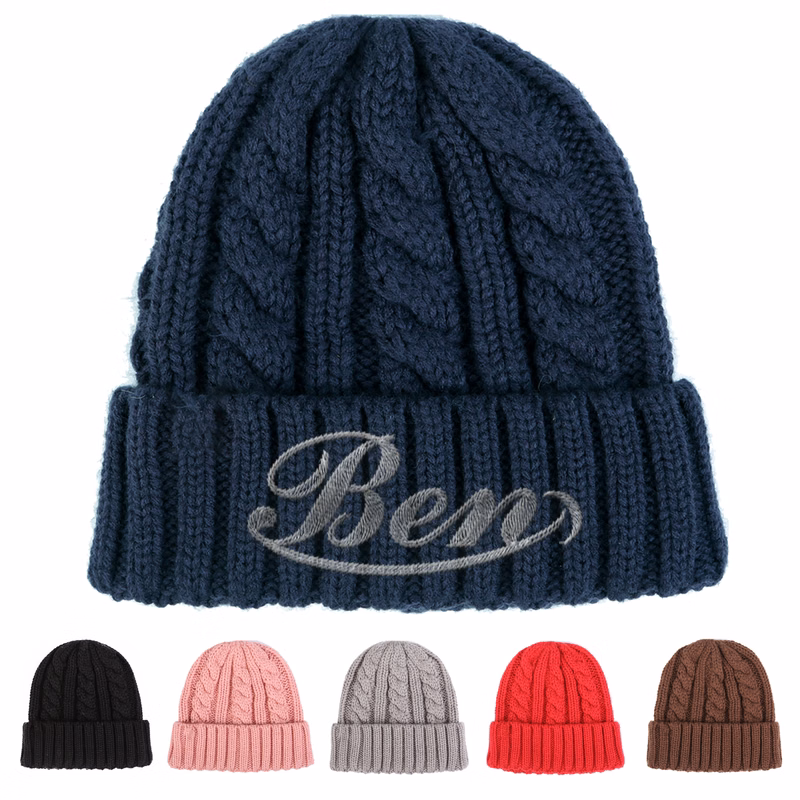 85% Acrylic 14% Wool Cable Knit Classic Knitted Hat
