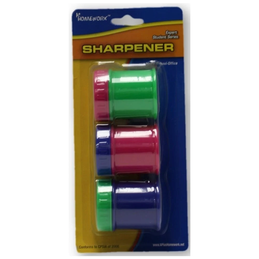Pencil Sharpeners - Shavings Receptacle Assorted Colors 3 Pack 1