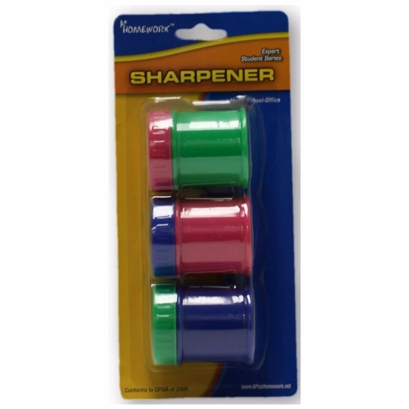 Pencil Sharpeners - Shavings Receptacle Assorted Colors 3 Pack