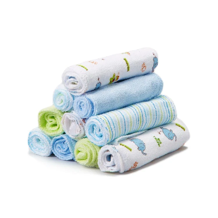 Terry Baby Washcloths - Blue Elephant 10 Pack 1