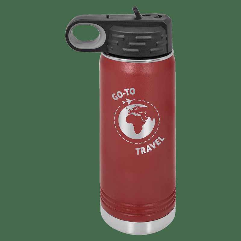 20 oz. Maroon Laser Engraved Polar Camel Water Bottles