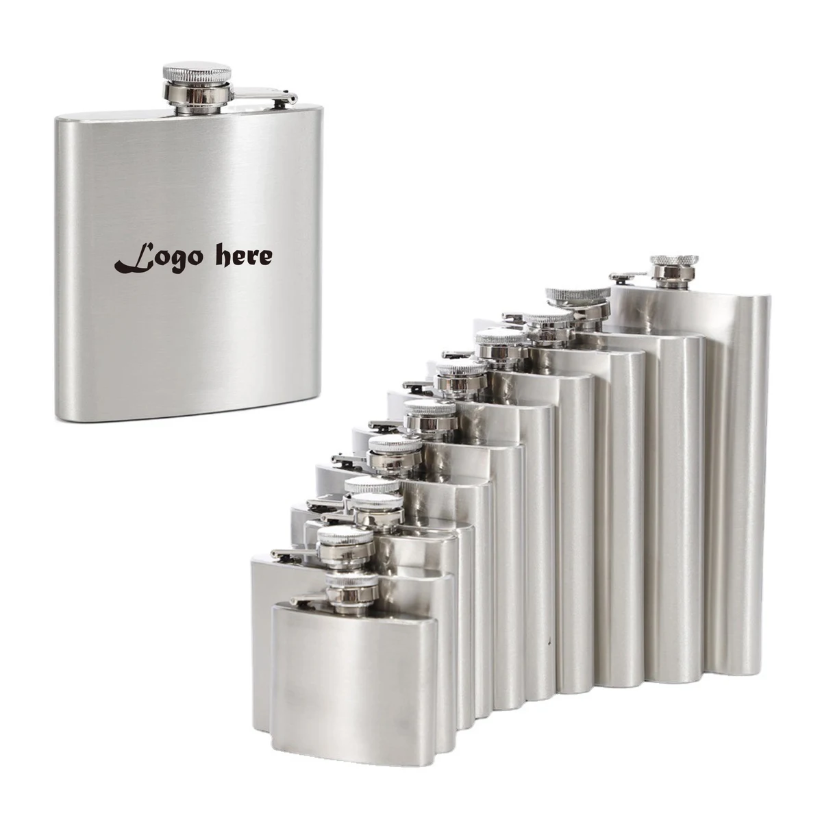 6oz Stainless Steel Flagon MOQ50pcs, custom water bottle with logo imprint 1
