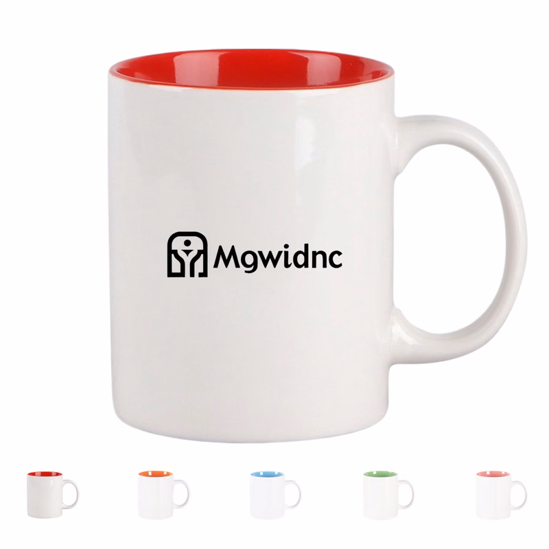 12oz Coffee Mug with Colorful Interior and White Exterior