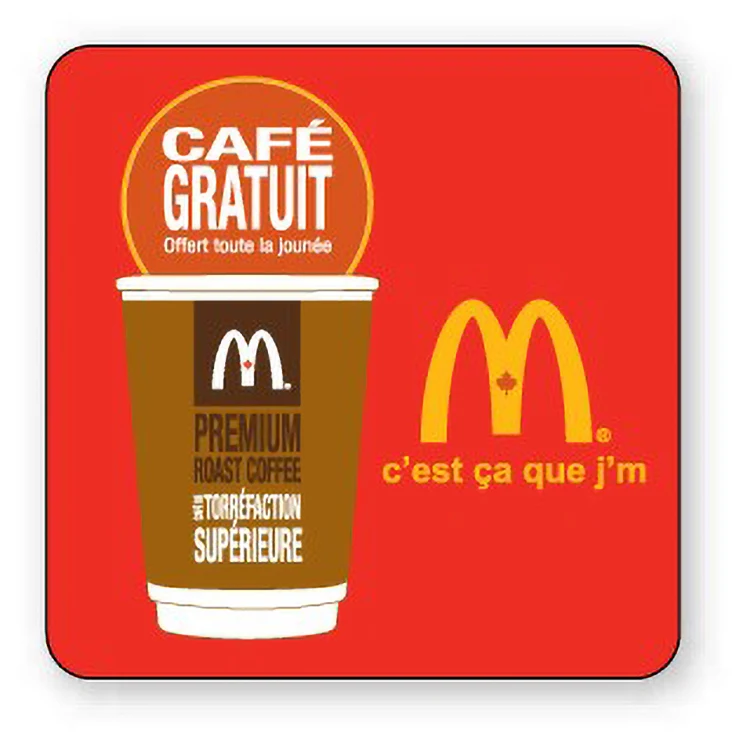 Coaster 14 Pt White Card Stock, 3 7/8" Square, Full Colour Imprint one side & varnish 1