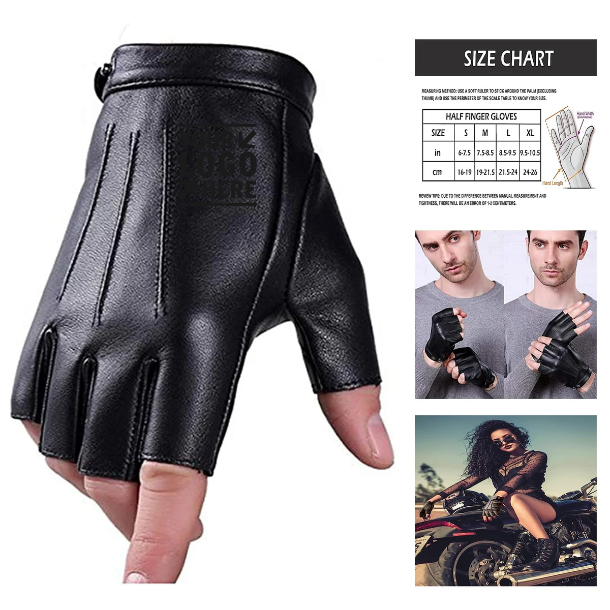 PU Faux Leather Fingerless Driving Gloves 1