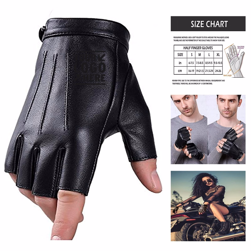 PU Faux Leather Fingerless Driving Gloves