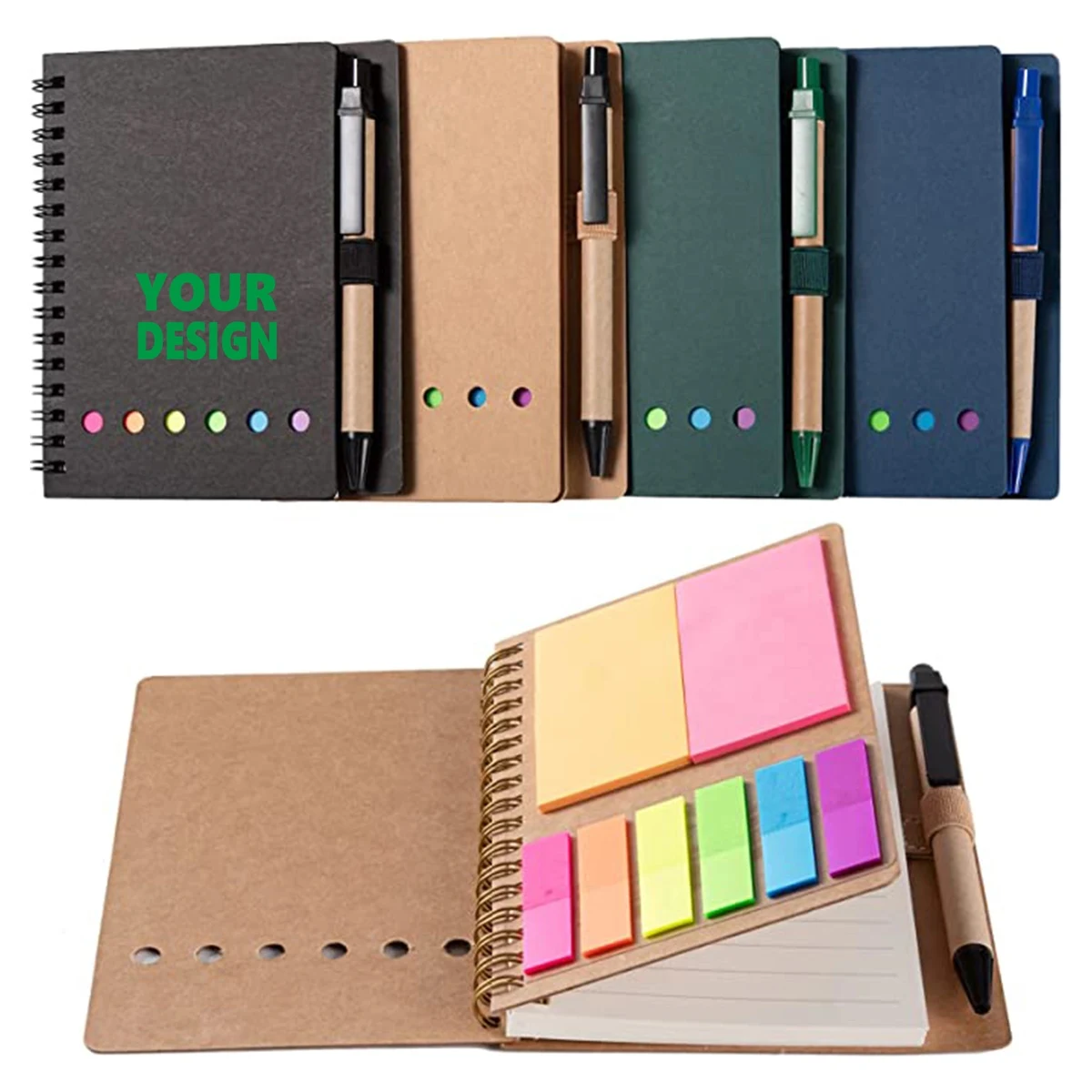MOQ 50PCS Lined Spiral Kraft Paper Notebook 1