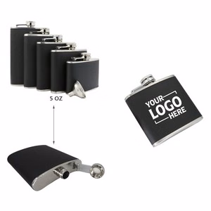5oz PU Leather Stainless Steel Flask With Tightly Sealed Cap