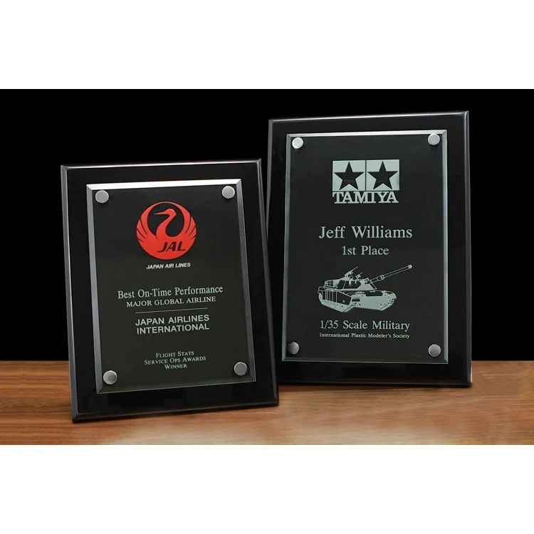 Black Piano Finished Plaque w/Beveled Glass Top (8"x10") 1