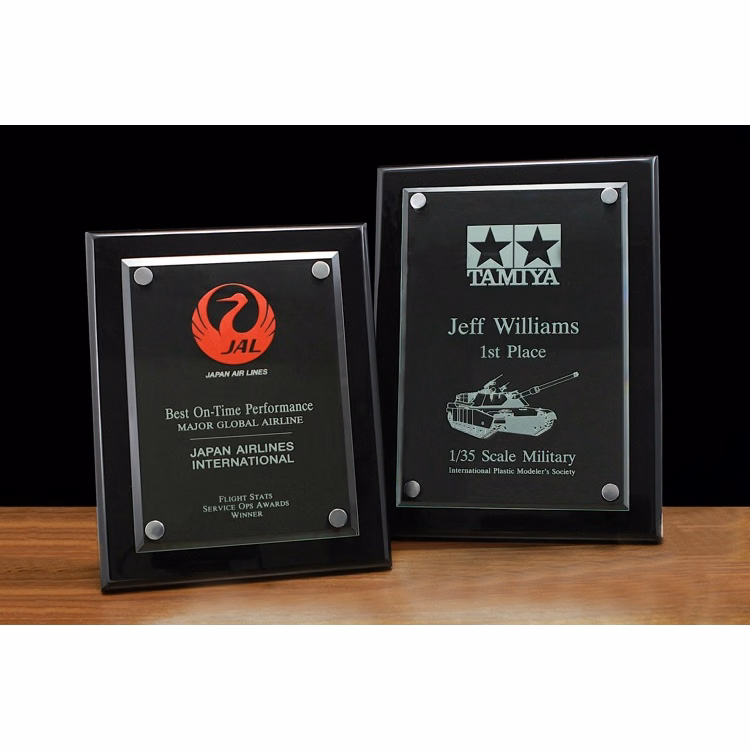Black Piano Finished Plaque w/Beveled Glass Top (10"x13")