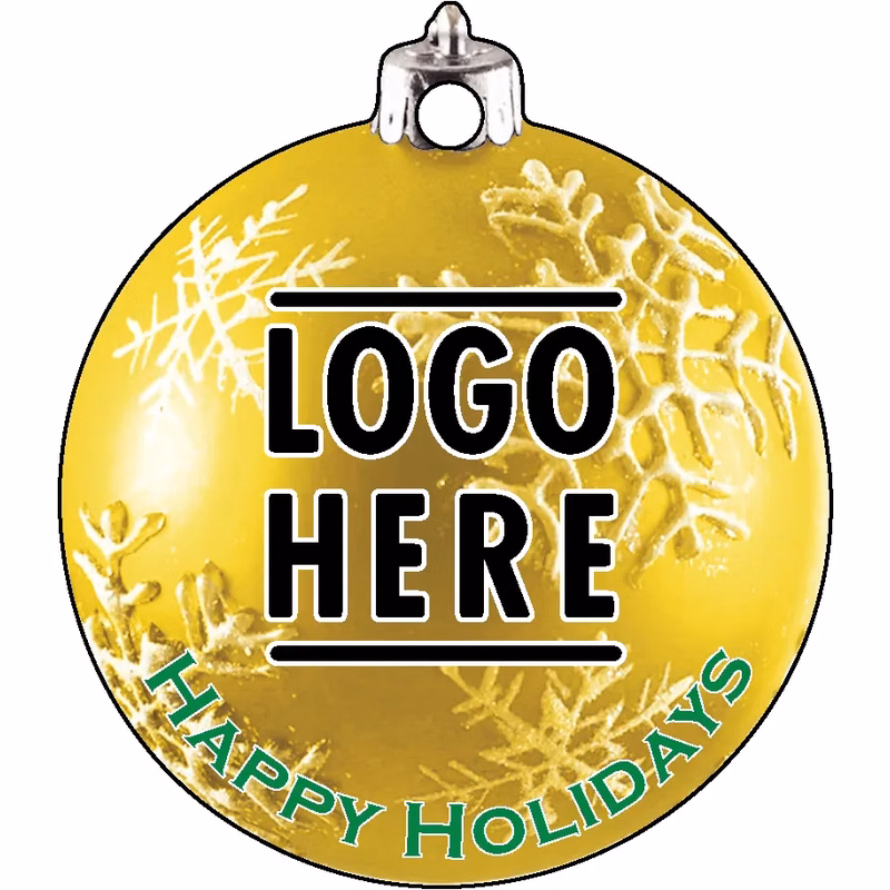 1/4" Recycled Wood Ornaments-Bulb 3 - Snowflake2 - Yellow