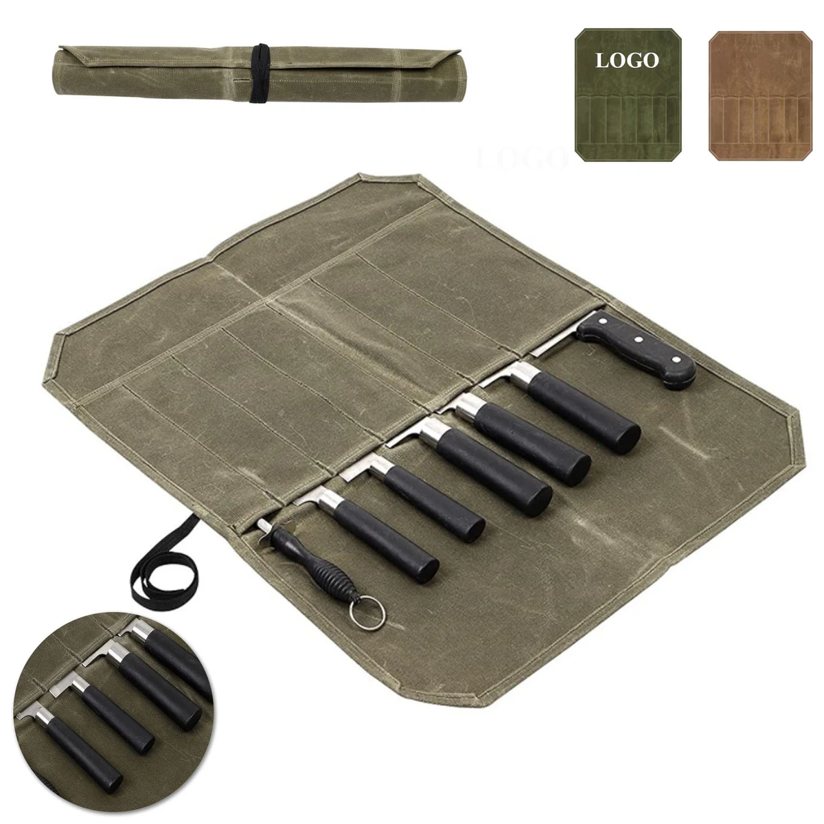 Canvas Knife Roll Case With 7 Slots 1