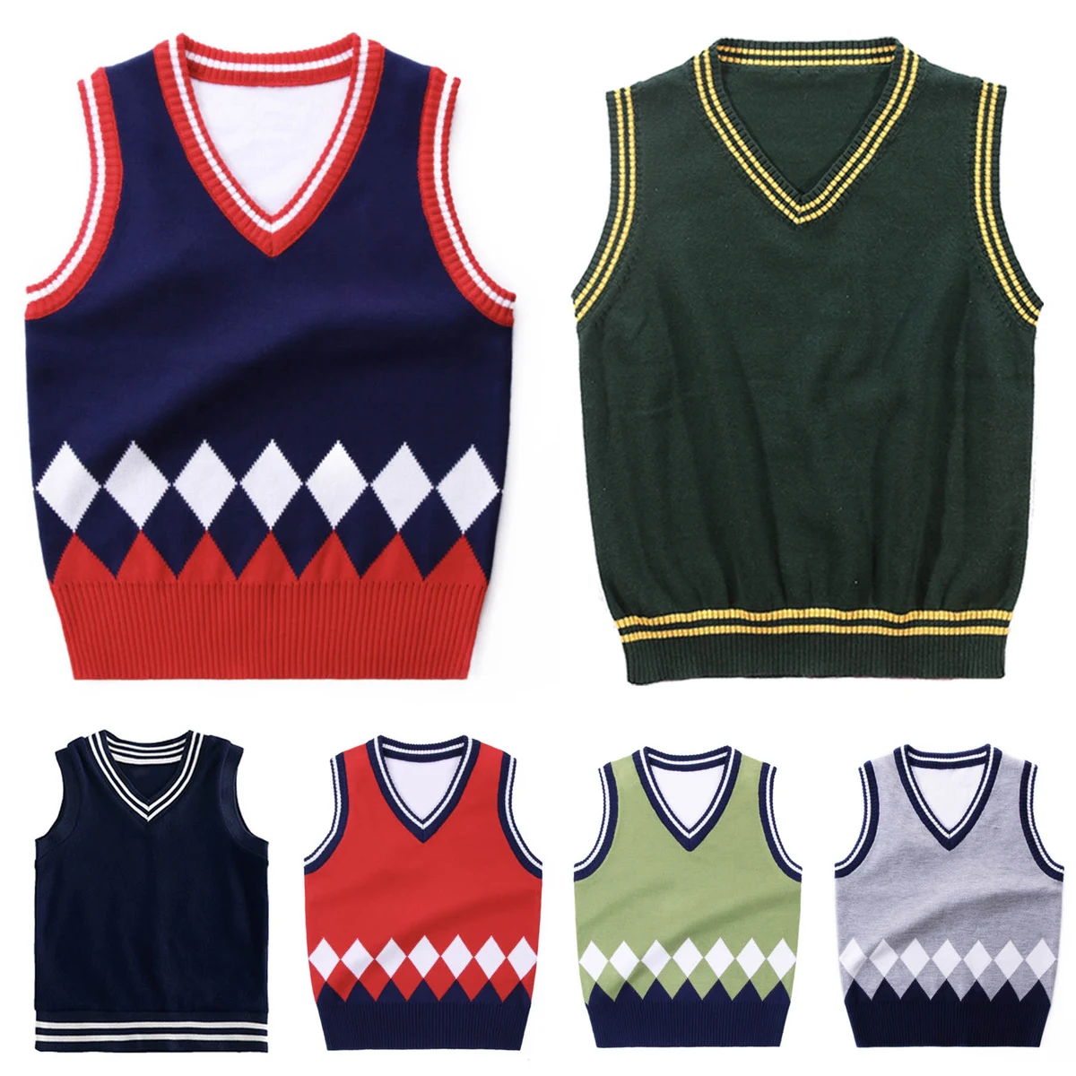 Child School V Neck Cotton SweaterLightweight Pullover 1