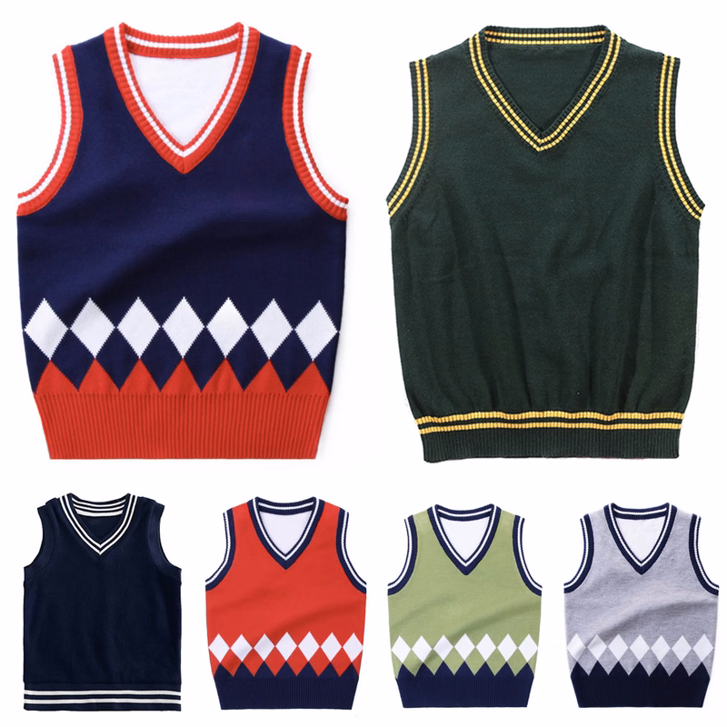 Child School V Neck Cotton SweaterLightweight Pullover