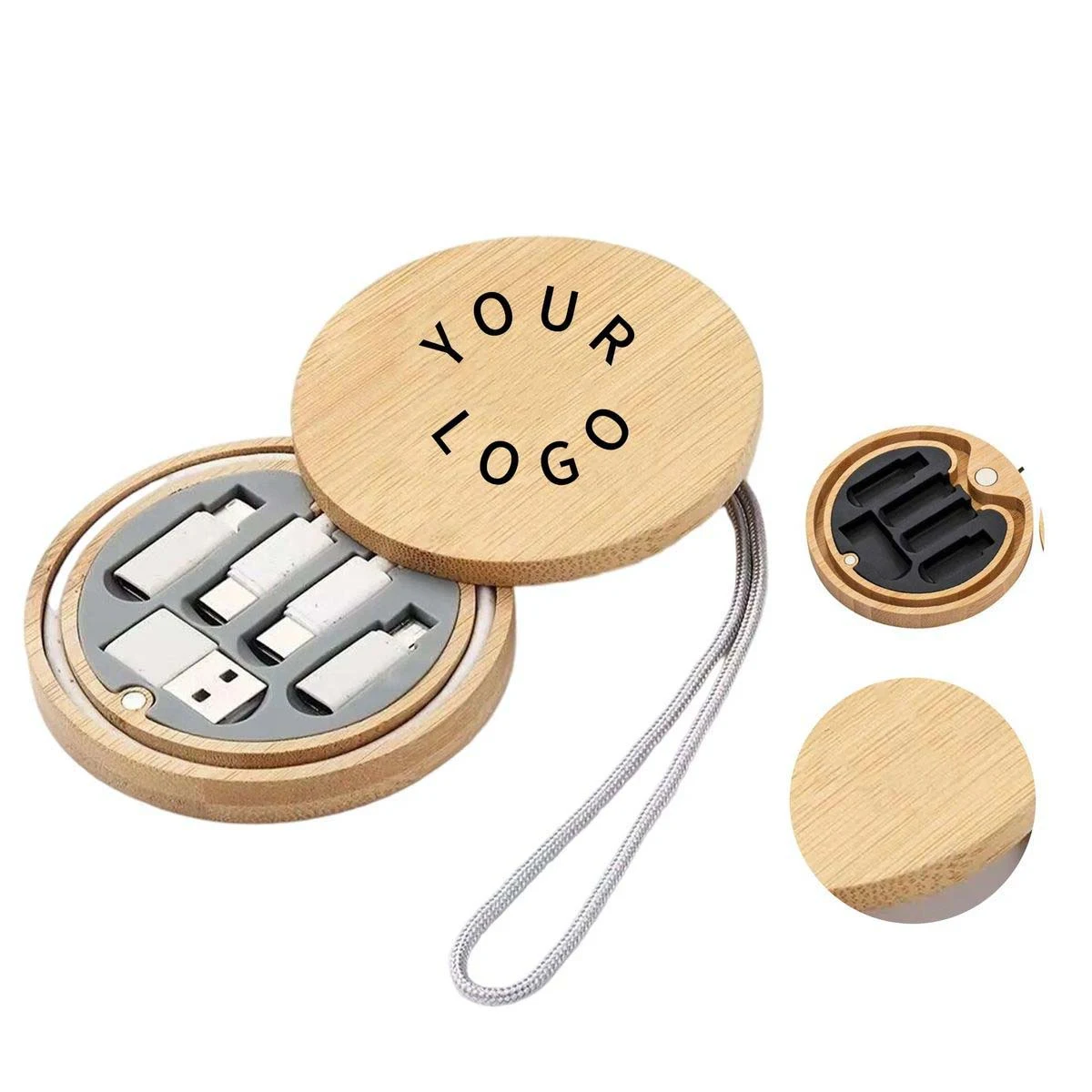 Bamboo USB Cable Organizer Kit Travel Size 1