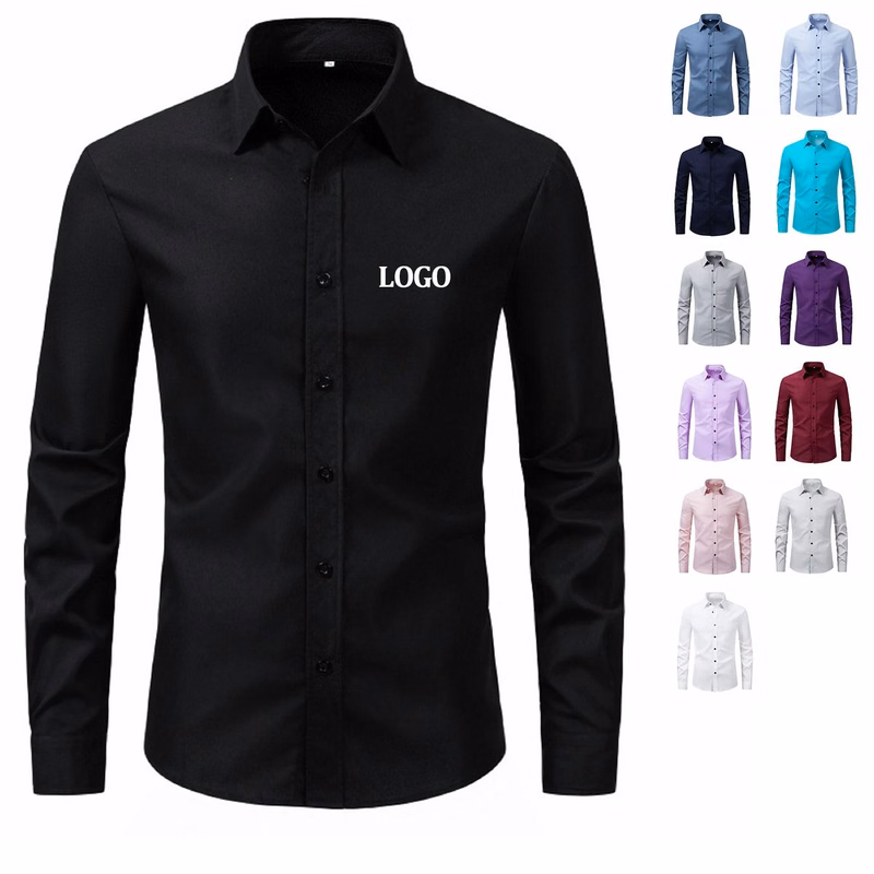 Men's Long Sleeve Button Up Shirts Solid Slim Fit