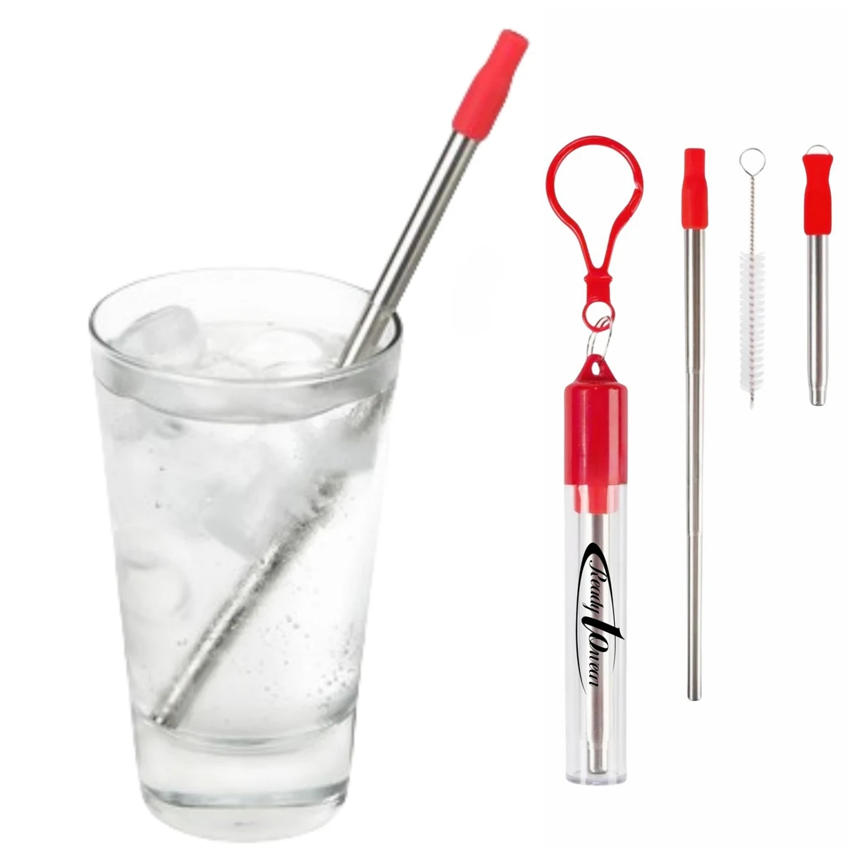 Slide Telescoping Drinking Straw With Keychain 1